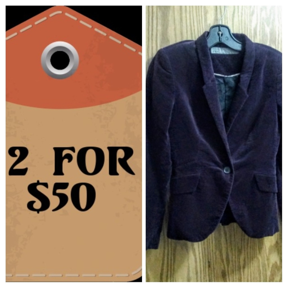 Zara purple velvet school boy spring jacket